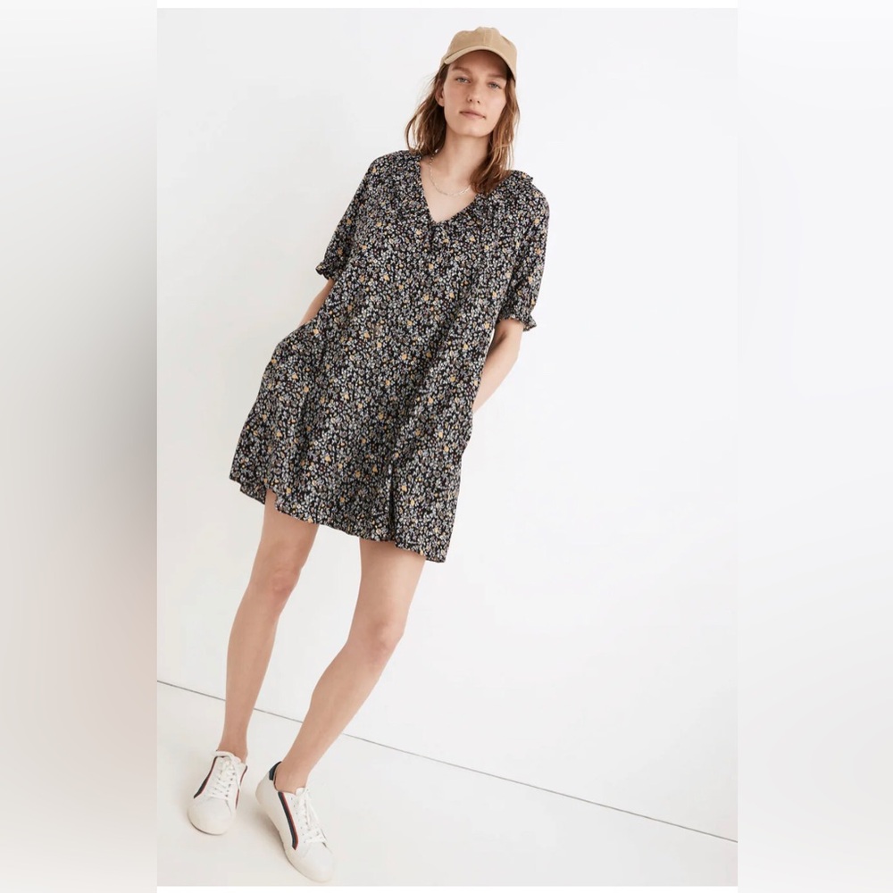 Madewell Floral Ruffle Button Front Trapeze Dress size small
